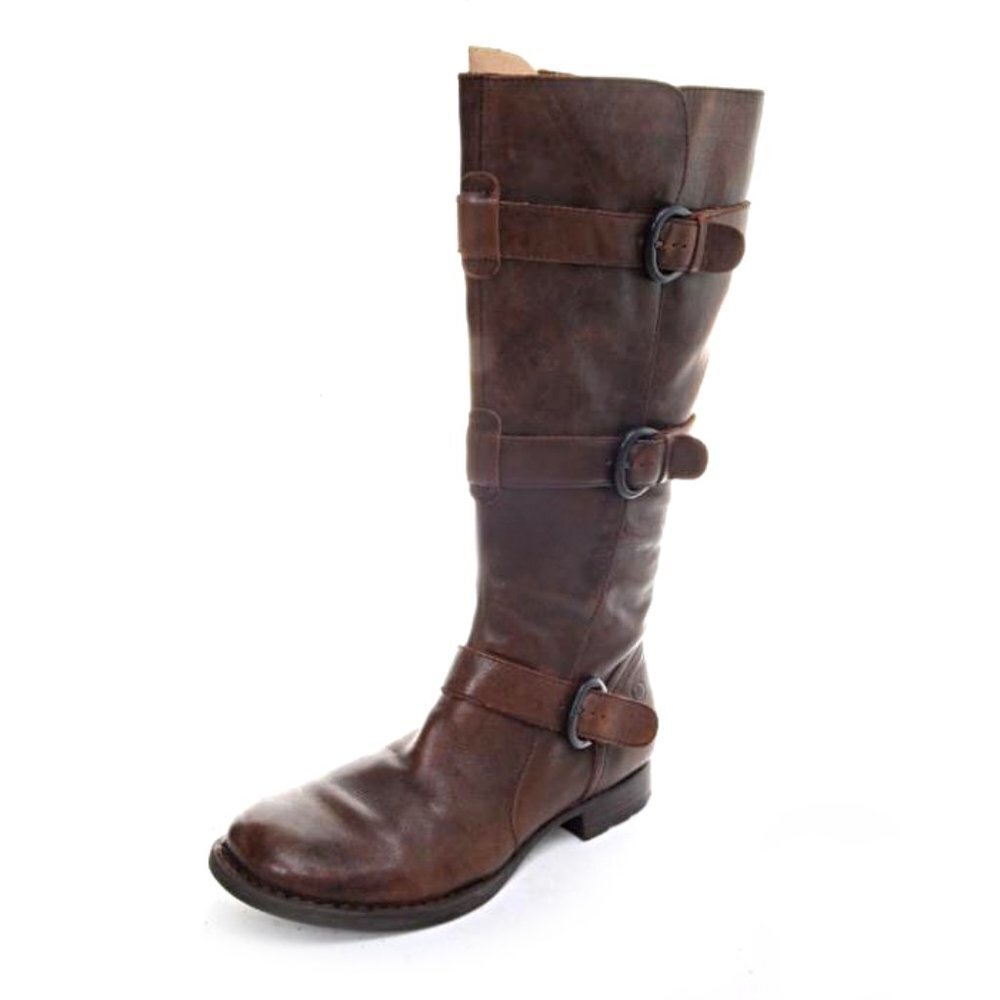 BORN umbra tall boots distressed brown womens shoes zip up sz 6 M